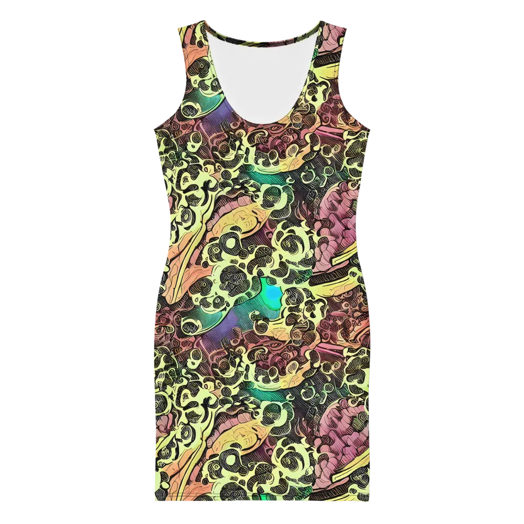 Neon Baroque on Bodycon Dress — Front