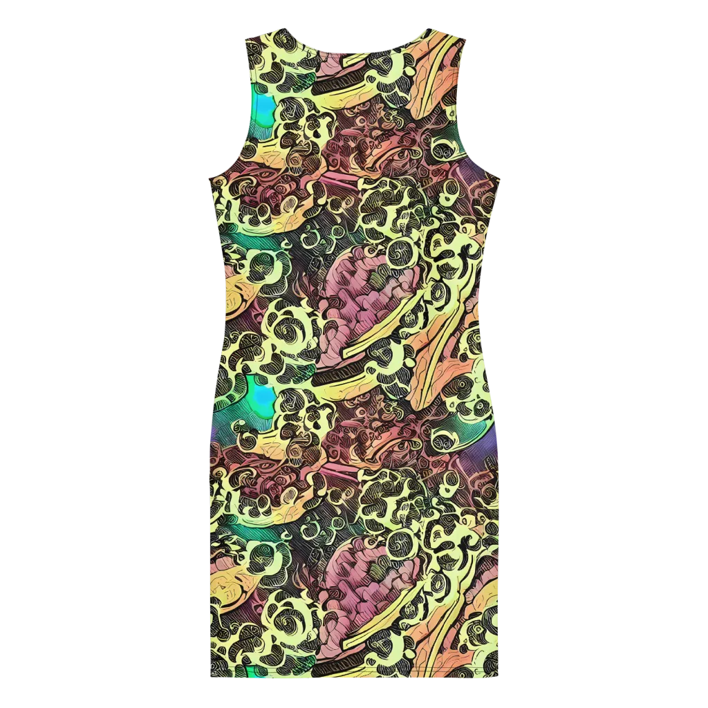 Neon Baroque on Bodycon Dress — Back