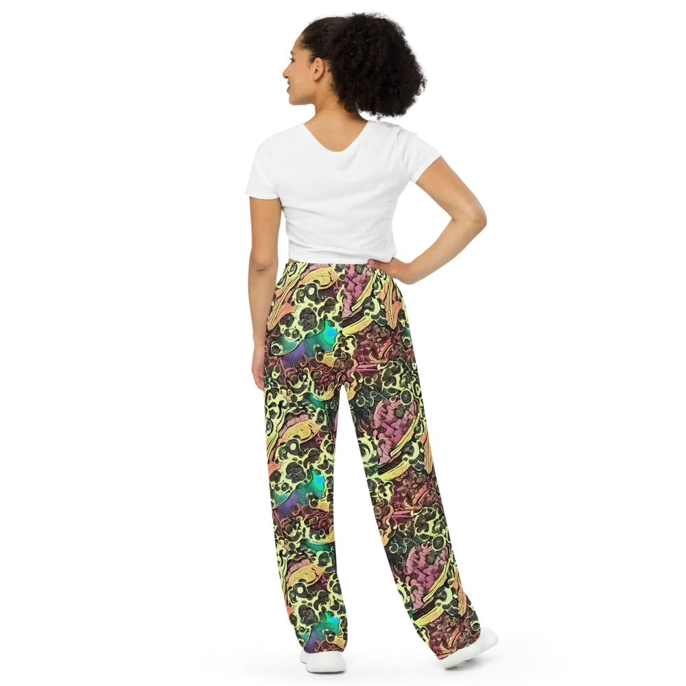Neon Baroque on Wide-Leg Pants — Back