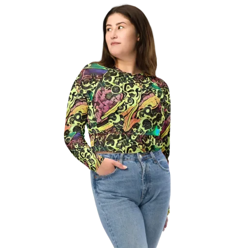 Neon Baroque on a Long Sleeve Crop Top