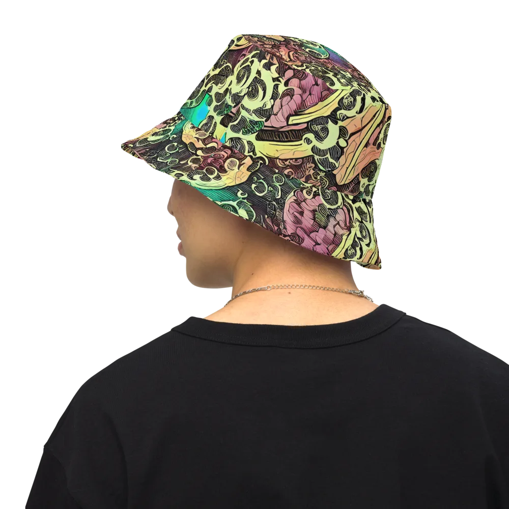 Neon Baroque on Reversible Bucket Hat — Back Inside