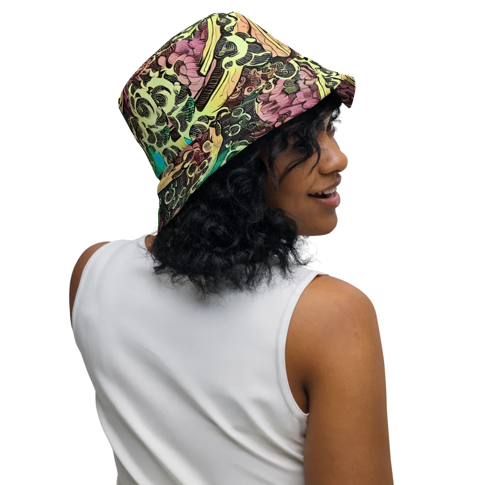 Neon Baroque on Reversible Bucket Hat — Right Outside