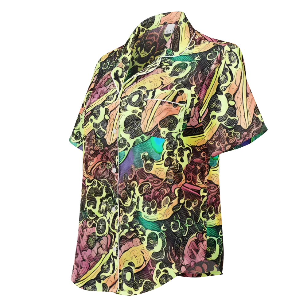 Neon Baroque on Women's Short Sleeve Pajama Top — Left Front