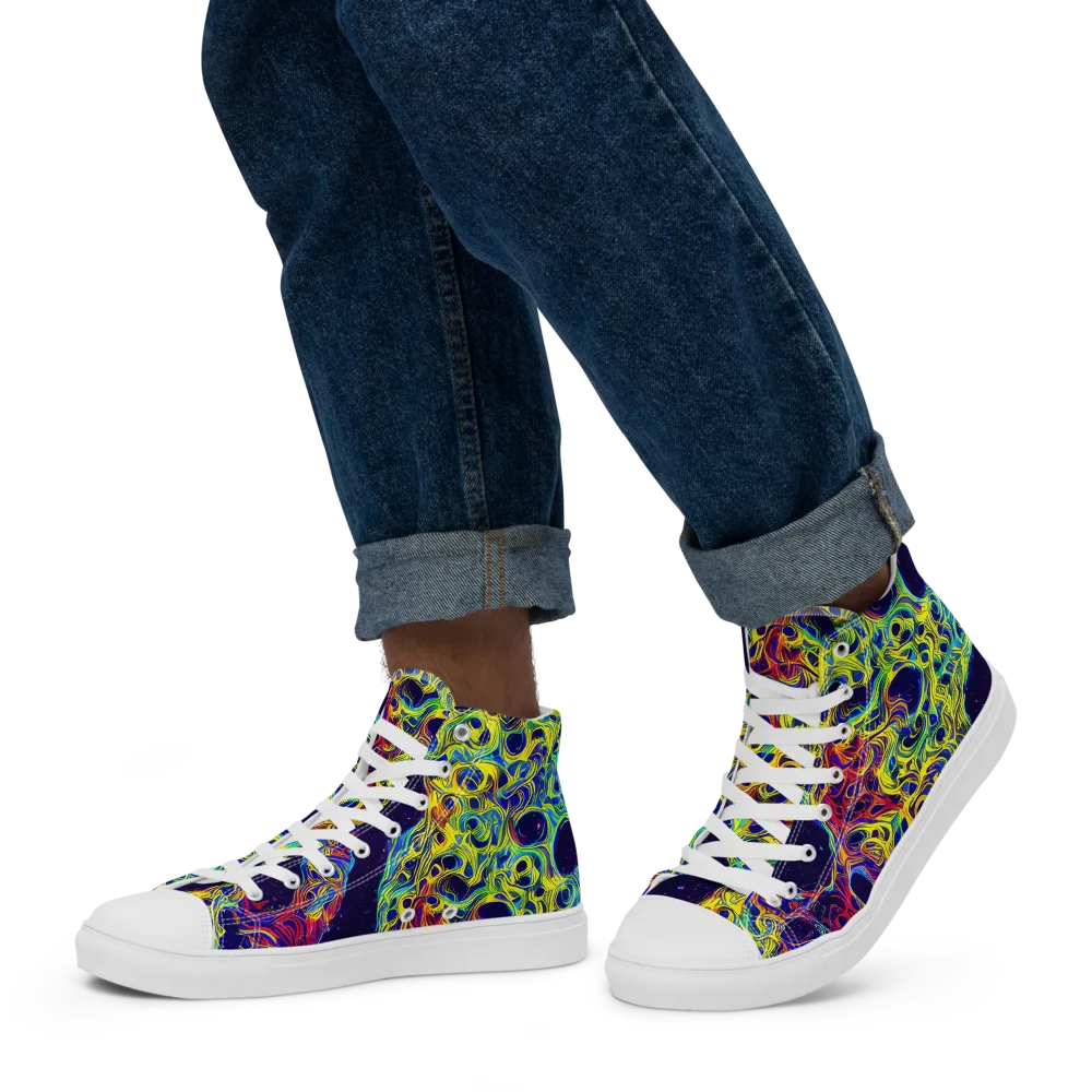 Electric Marrow on Men's High Top Canvas Shoes — Left