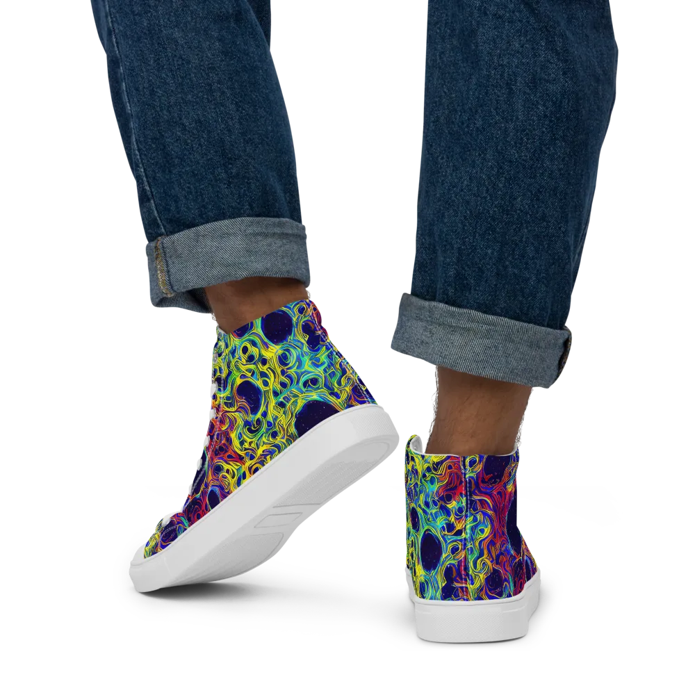 Electric Marrow on Men's High Top Canvas Shoes — Back
