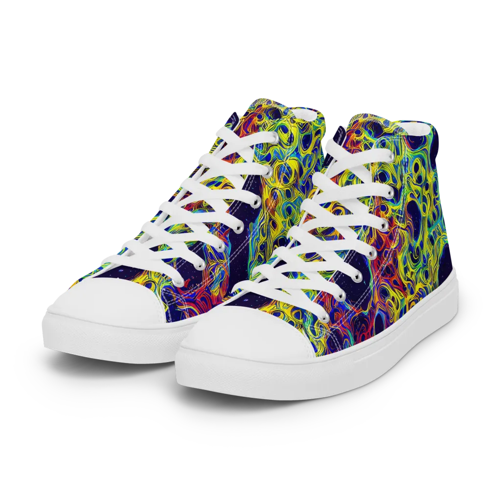 Electric Marrow on Women's High Top Canvas Shoes — Left Front