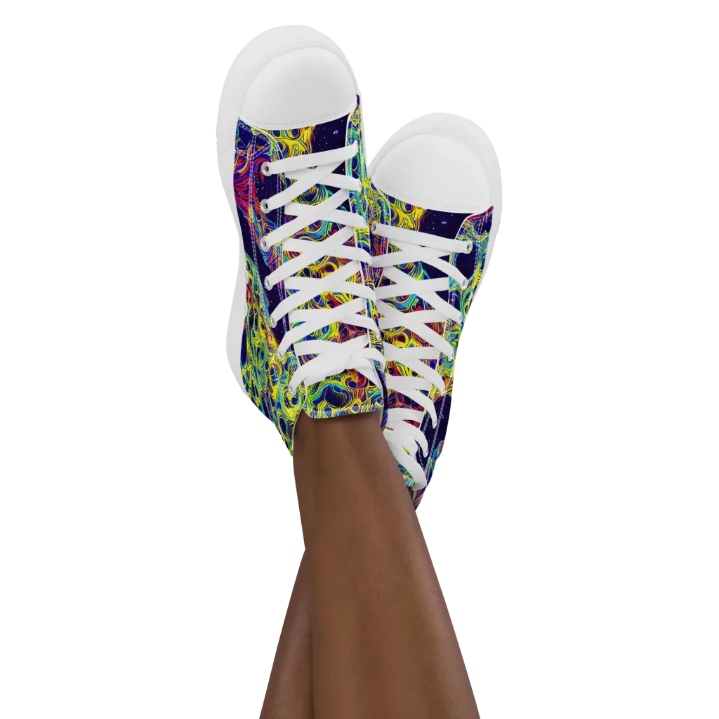 Electric Marrow on Women's High Top Canvas Shoes — Front