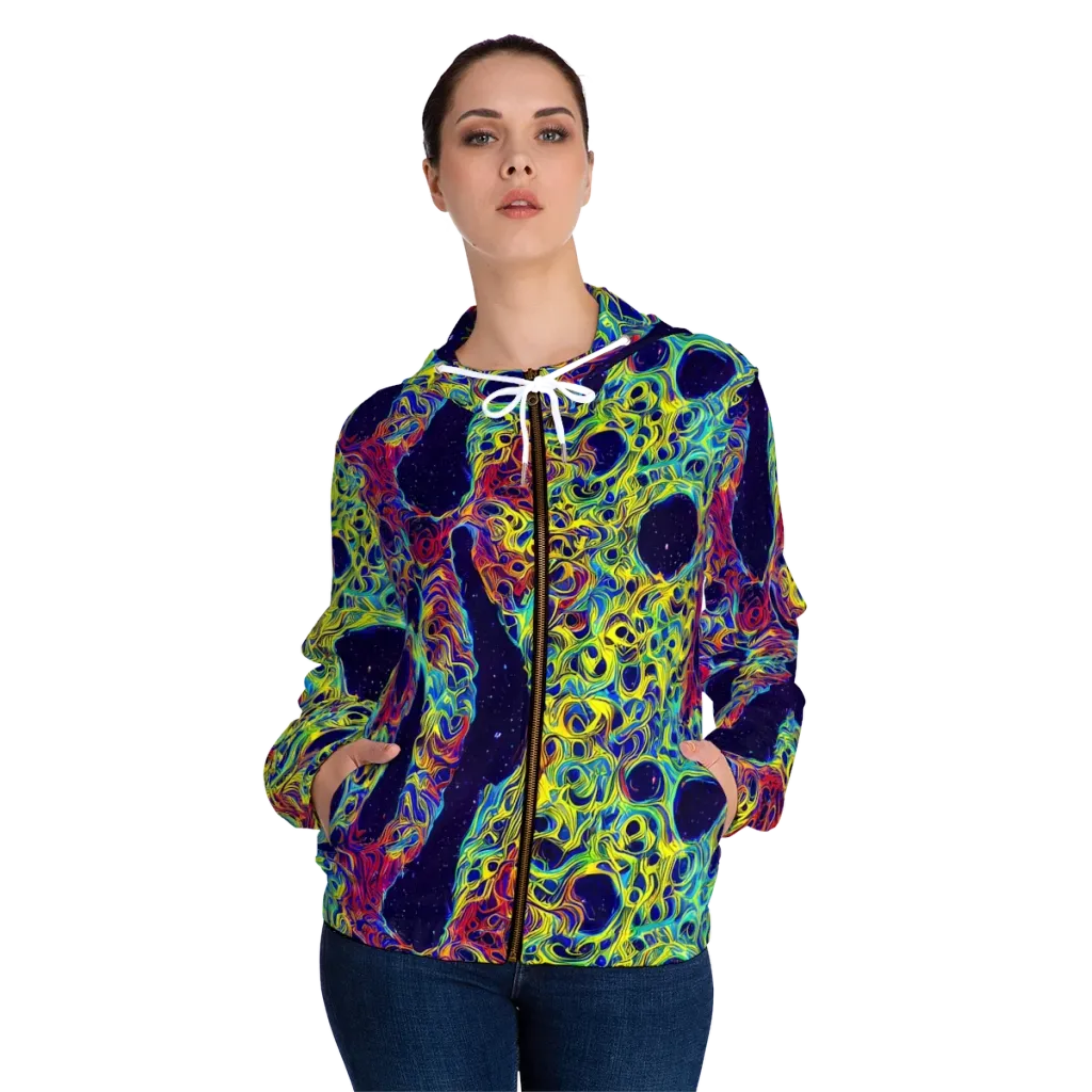 Electric Marrow on Women's Full-Zip Hoodie — Front On Person