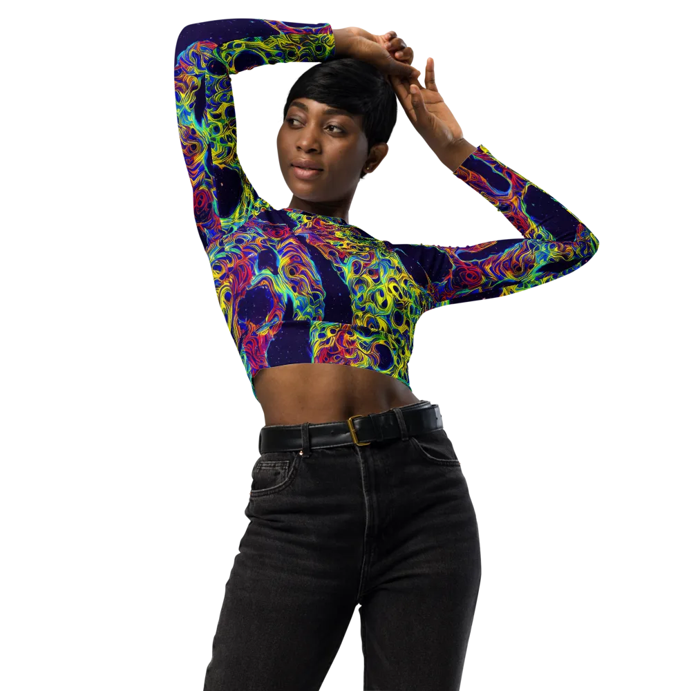 Electric Marrow on Long Sleeve Crop Top — Front