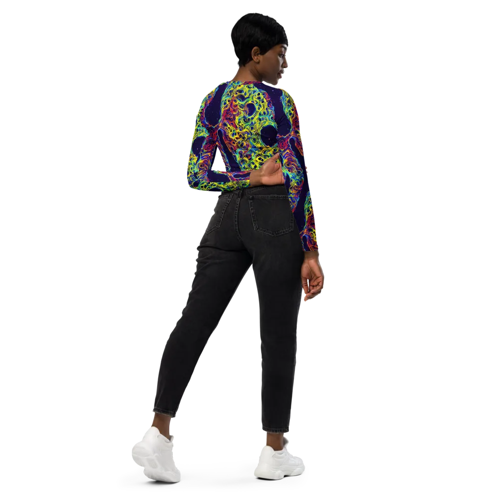 Electric Marrow on Long Sleeve Crop Top — Right Back