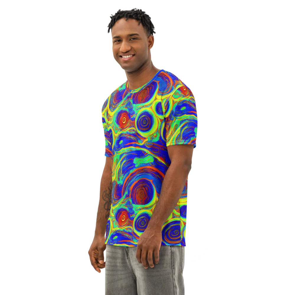 Kaleido Surge on Men's Cotton Crew Neck T-Shirt — Left Front