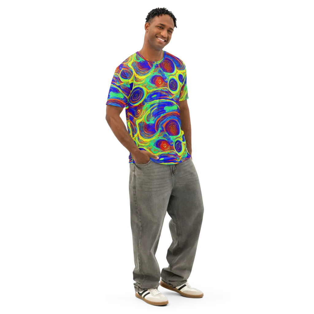 Kaleido Surge on Men's Cotton Crew Neck T-Shirt — Right Front
