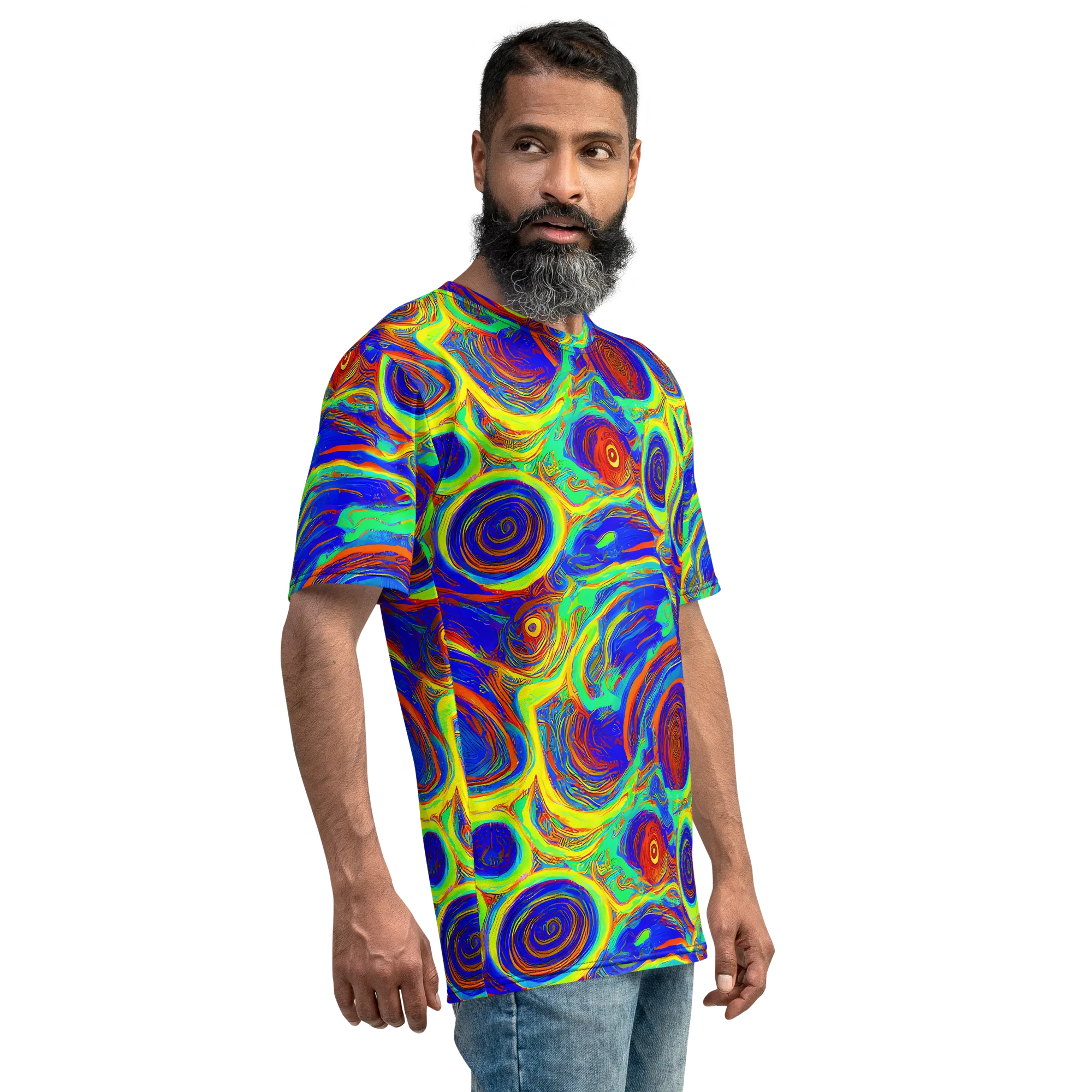 Kaleido Surge on Men's Crew Neck T-Shirt — Right