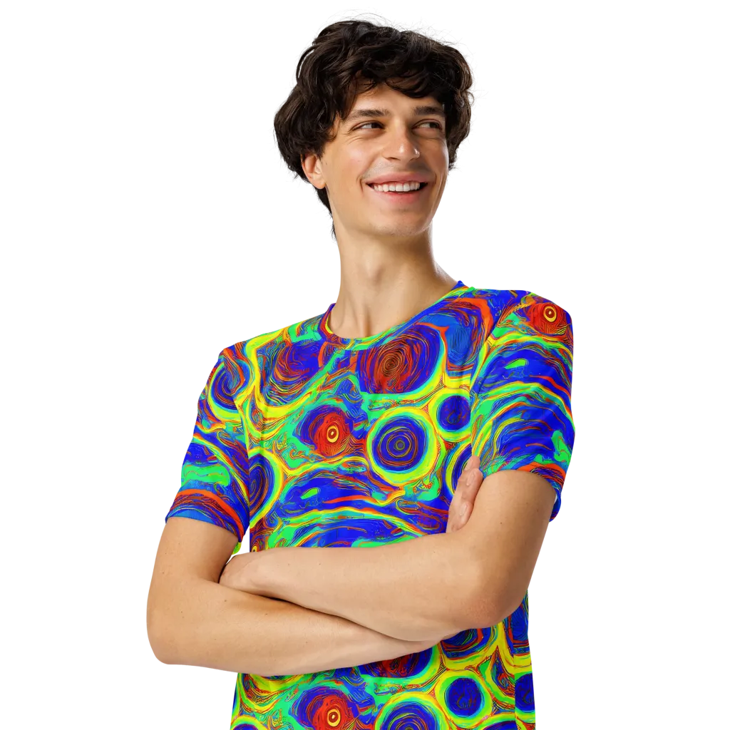 Kaleido Surge on Men's Crew Neck T-Shirt — Left Front