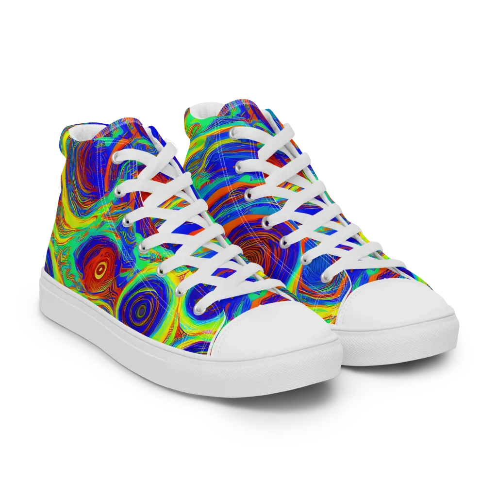 Kaleido Surge on Men's High Top Canvas Shoes — Right Front