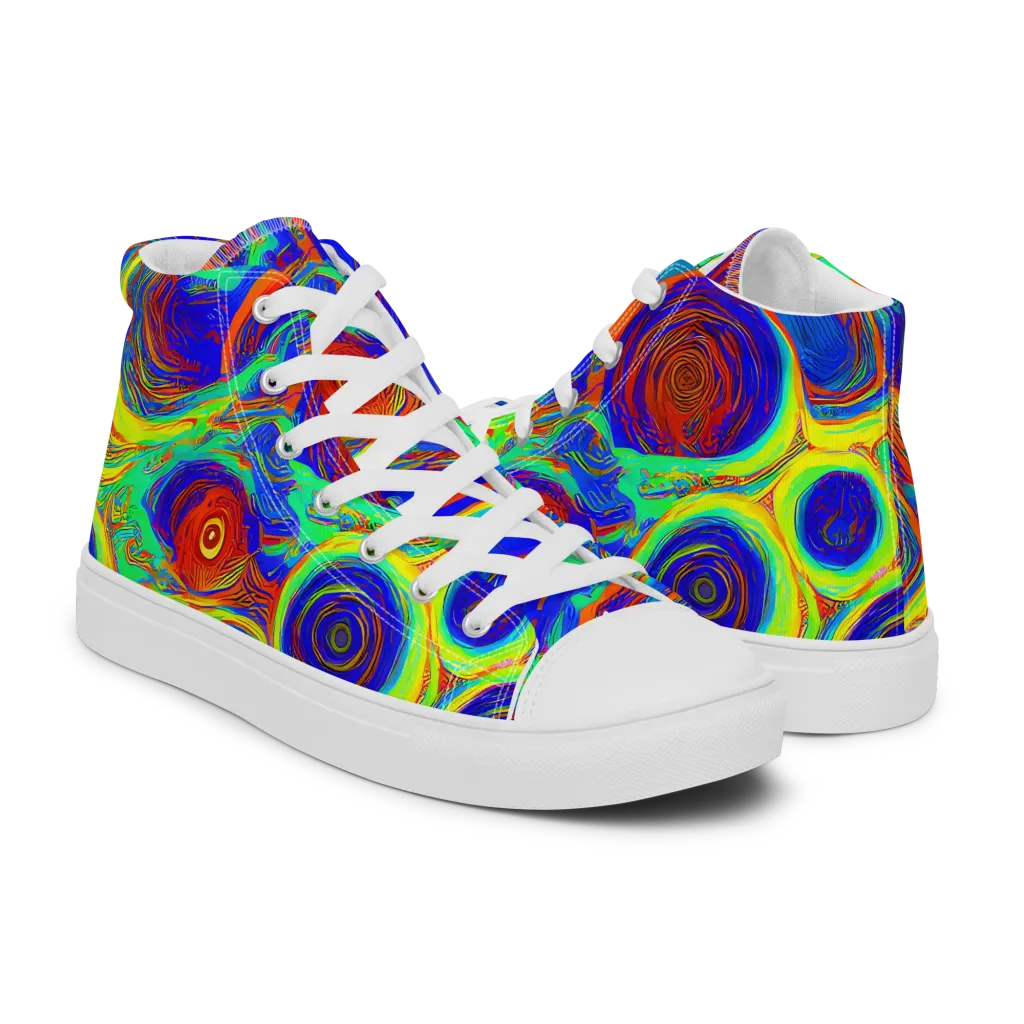 Kaleido Surge on Men's High Top Canvas Shoes — Right