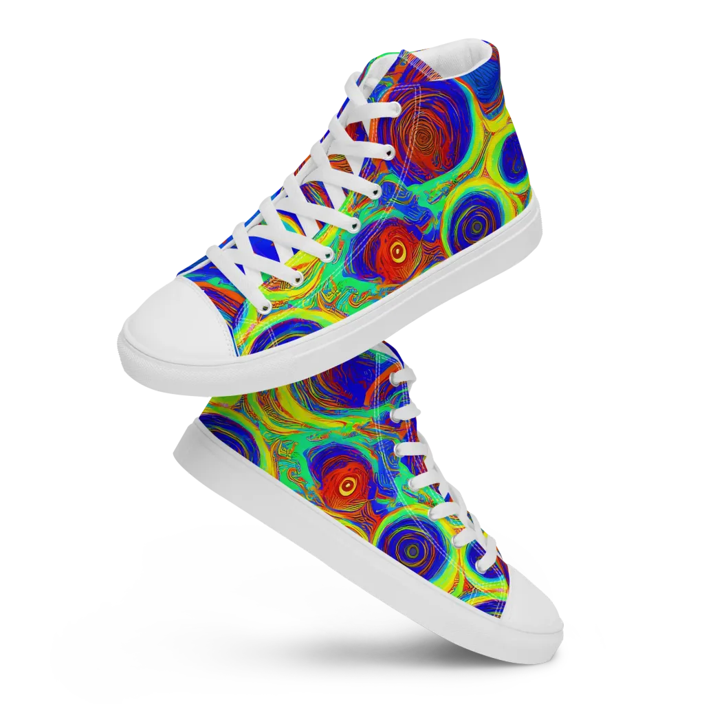 Kaleido Surge on Men's High Top Canvas Shoes — Front