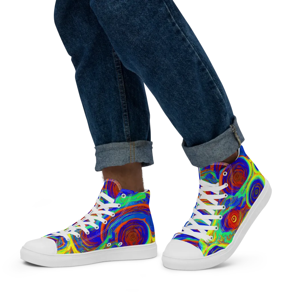 Kaleido Surge on Men's High Top Canvas Shoes — Left