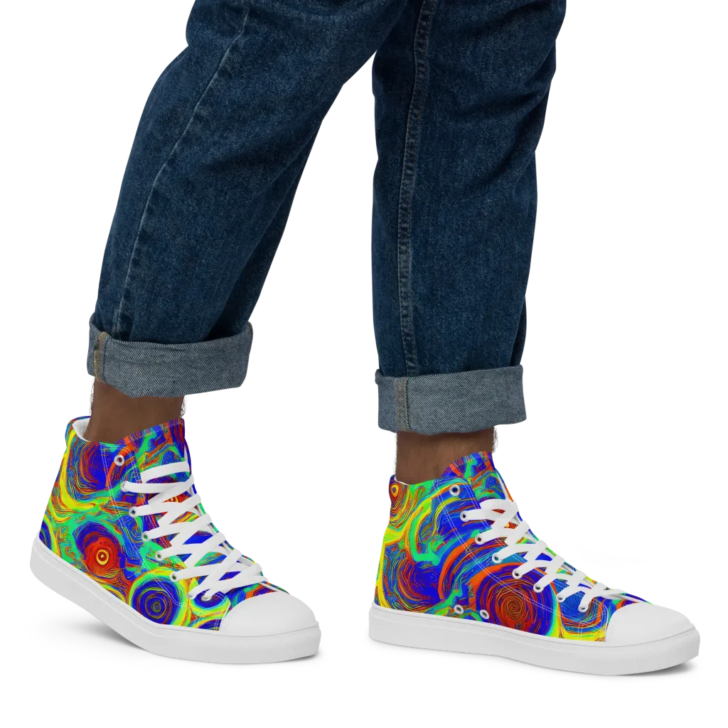 Kaleido Surge on Men's High Top Canvas Shoes — Right