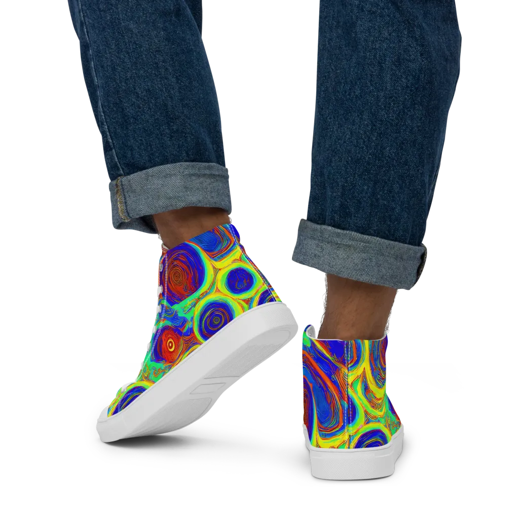 Kaleido Surge on Men's High Top Canvas Shoes — Back