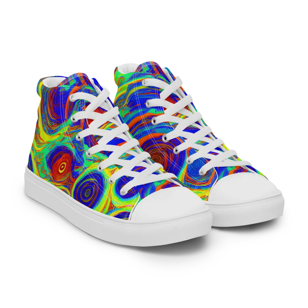 Kaleido Surge on Women's High Top Canvas Shoes — Right Front