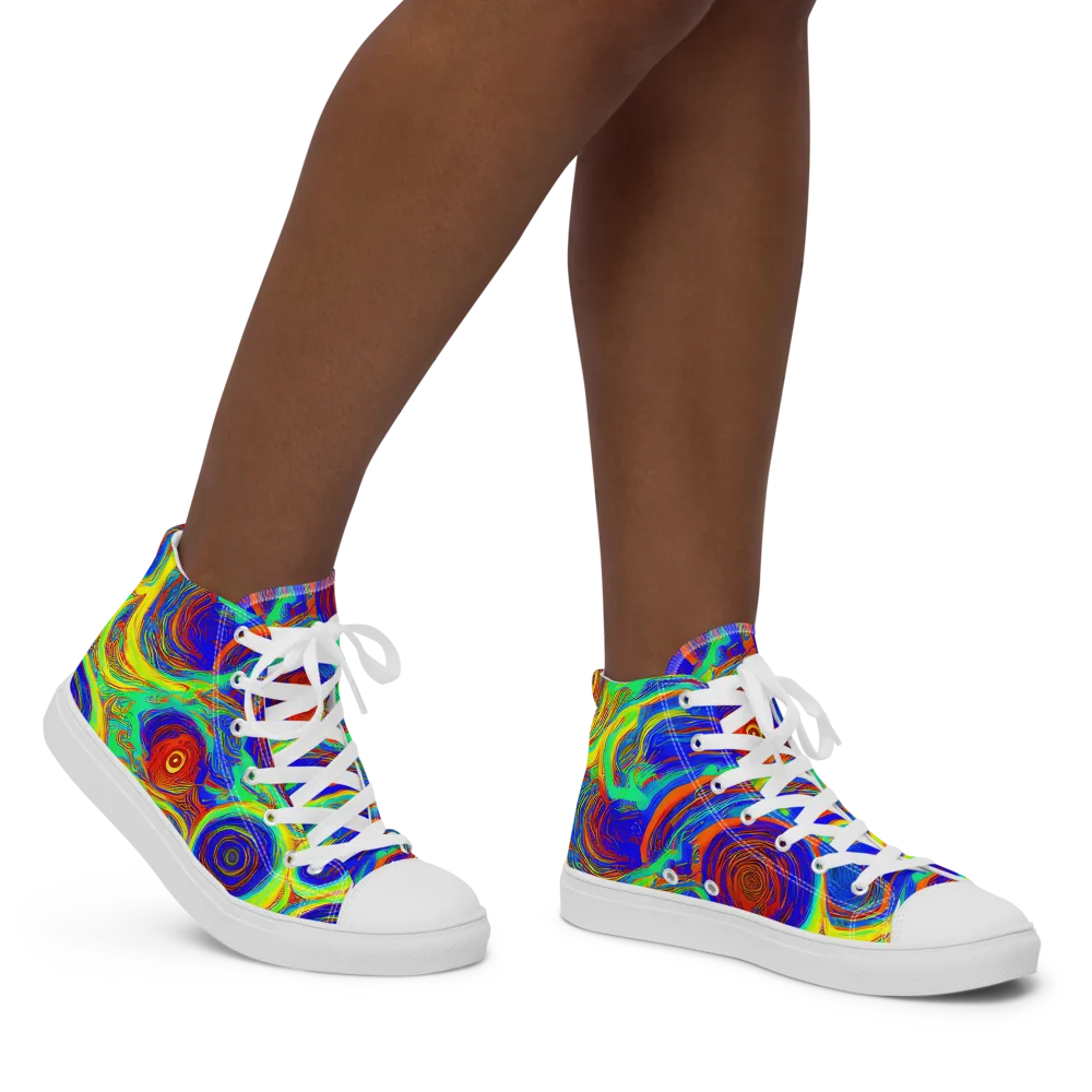 Kaleido Surge on Women's High Top Canvas Shoes — Right