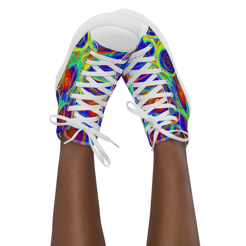 Kaleido Surge on Women's High Top Canvas Shoes — Front