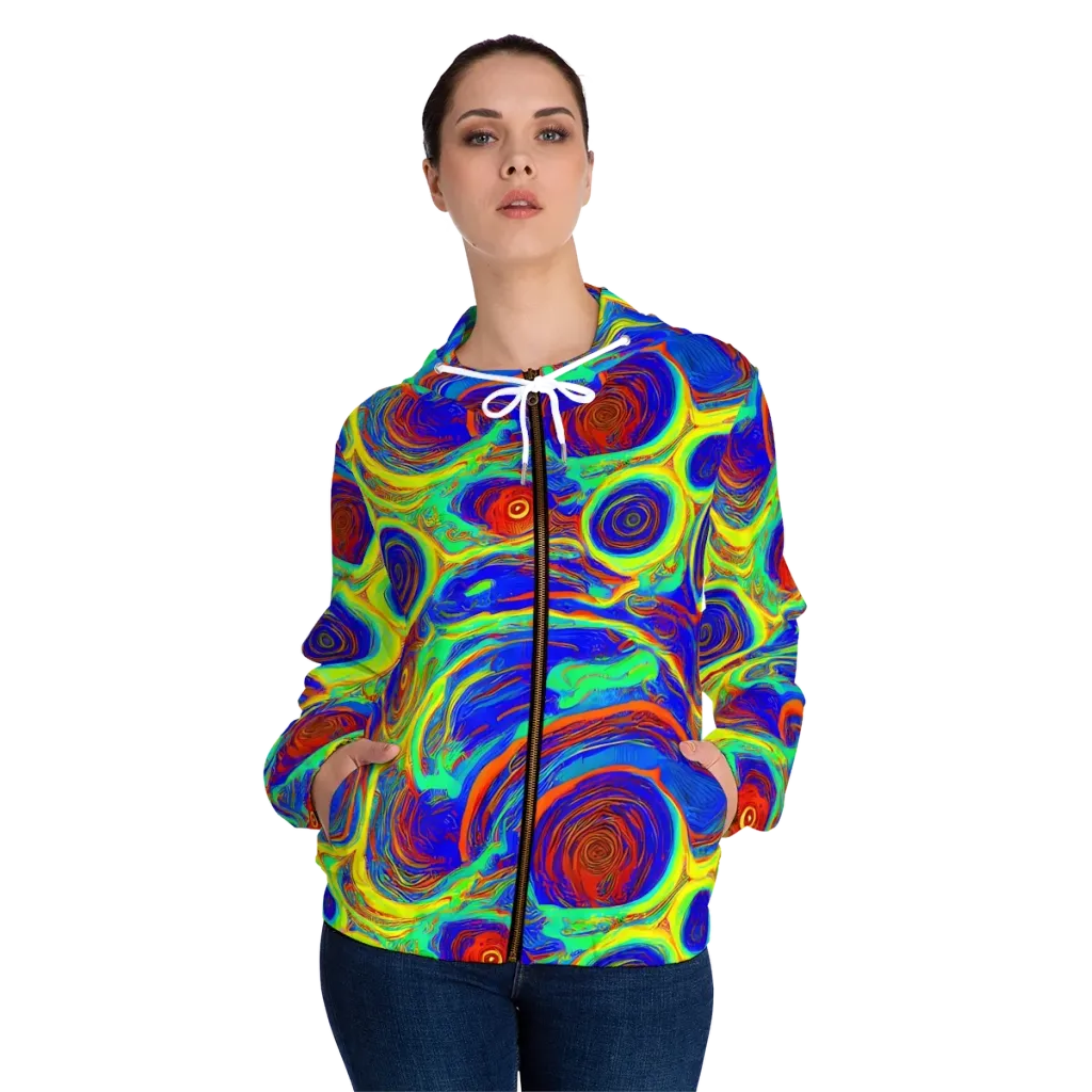 Kaleido Surge on Women's Full-Zip Hoodie — Front On Person