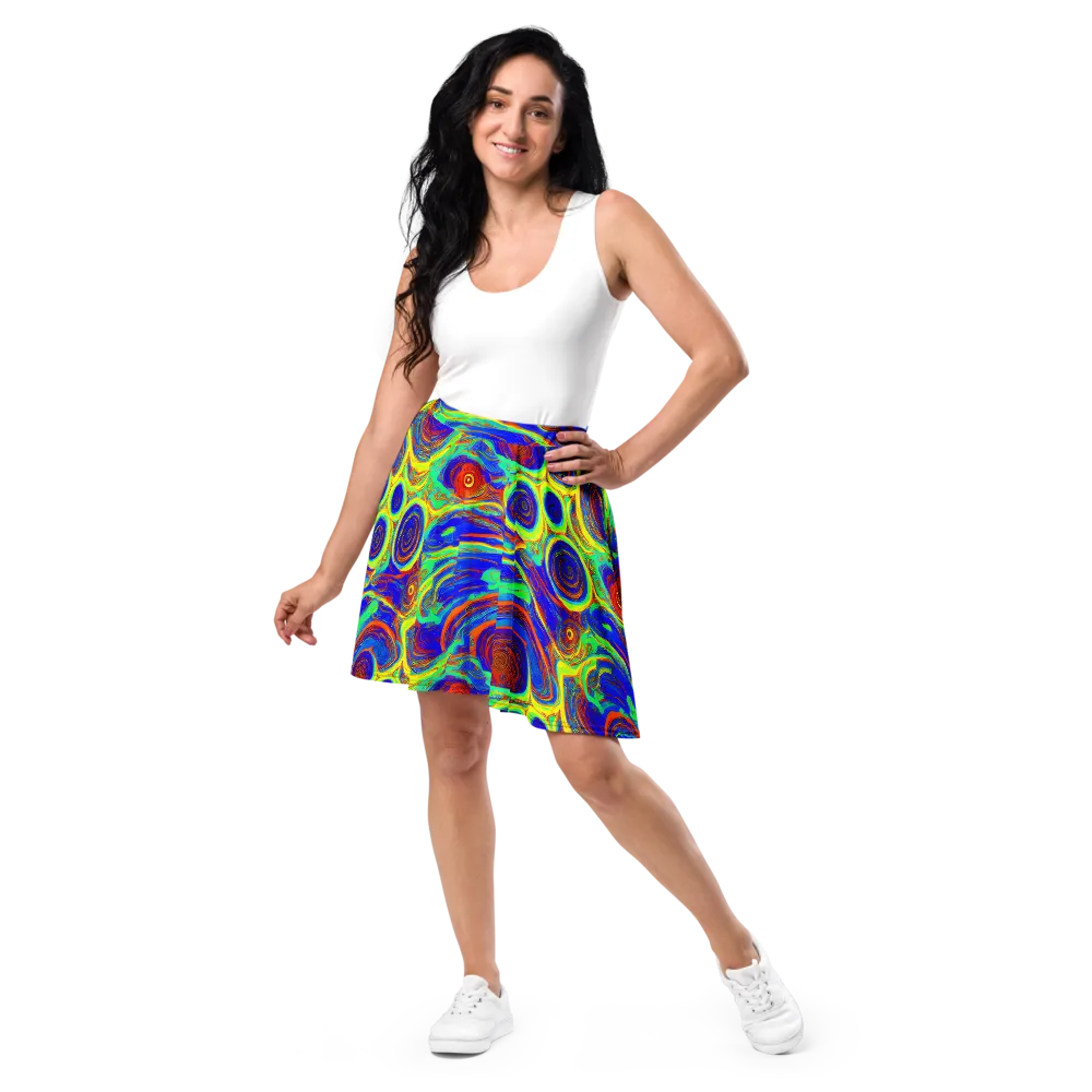 Kaleido Surge on Skater Skirt — Front