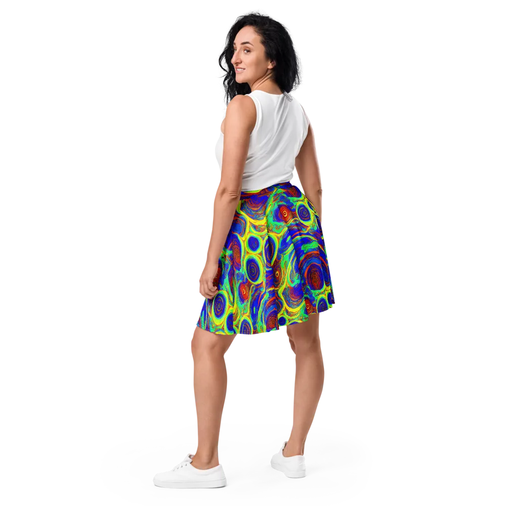 Kaleido Surge on Skater Skirt — Back