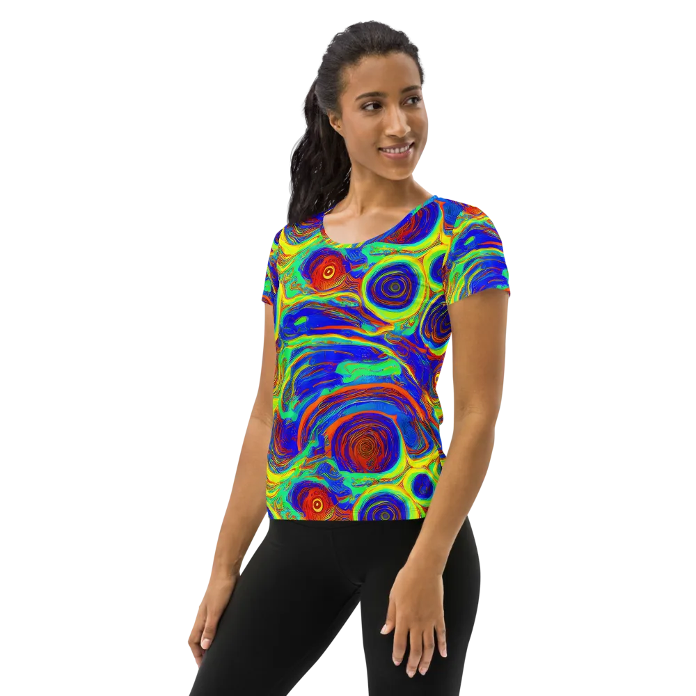 Kaleido Surge on Women's Athletic T-Shirt — Left