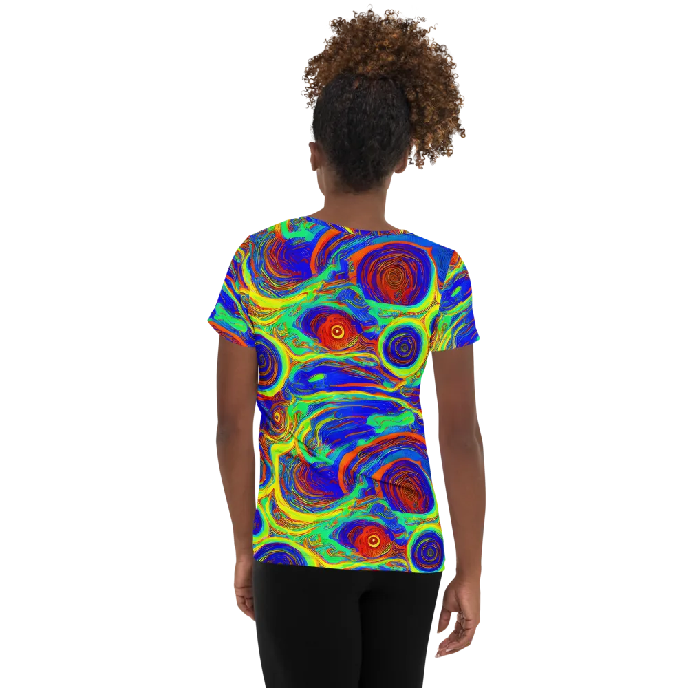 Kaleido Surge on Women's Athletic T-Shirt — Back