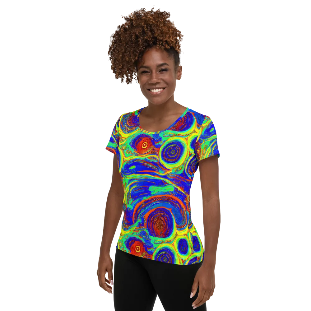 Kaleido Surge on Women's Athletic T-Shirt — Left