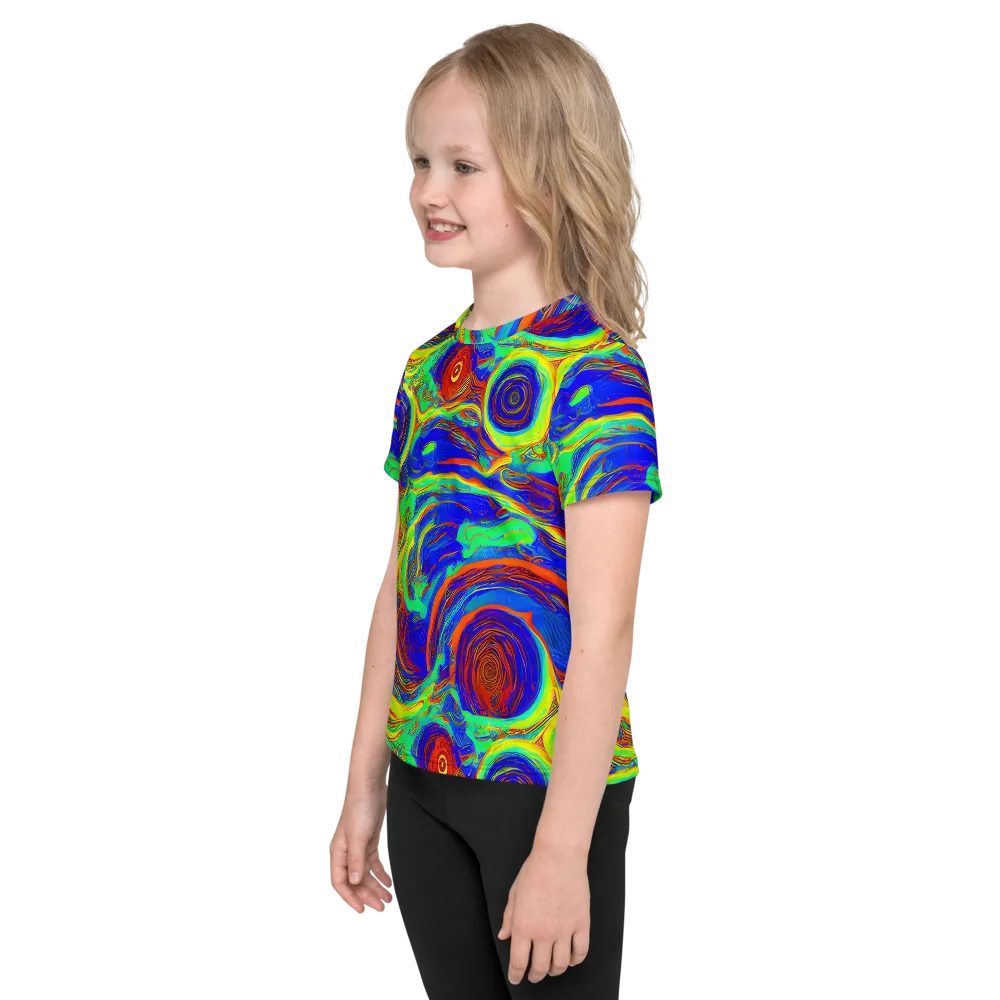 Kaleido Surge on Kids Crew Neck T-Shirt — Left