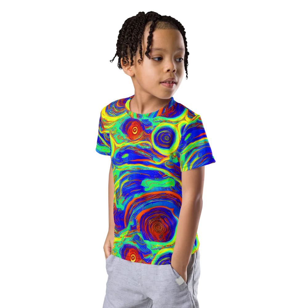 Kaleido Surge on Kids Crew Neck T-Shirt — Left Front