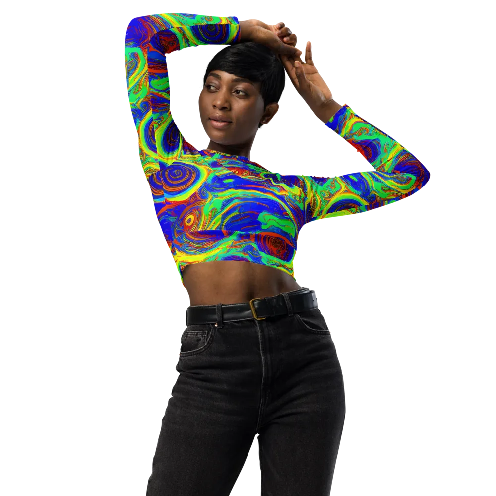 Kaleido Surge on Long Sleeve Crop Top — Front