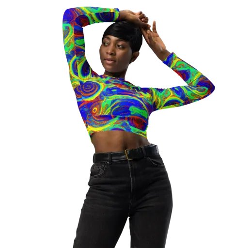 Kaleido Surge on a Long Sleeve Crop Top
