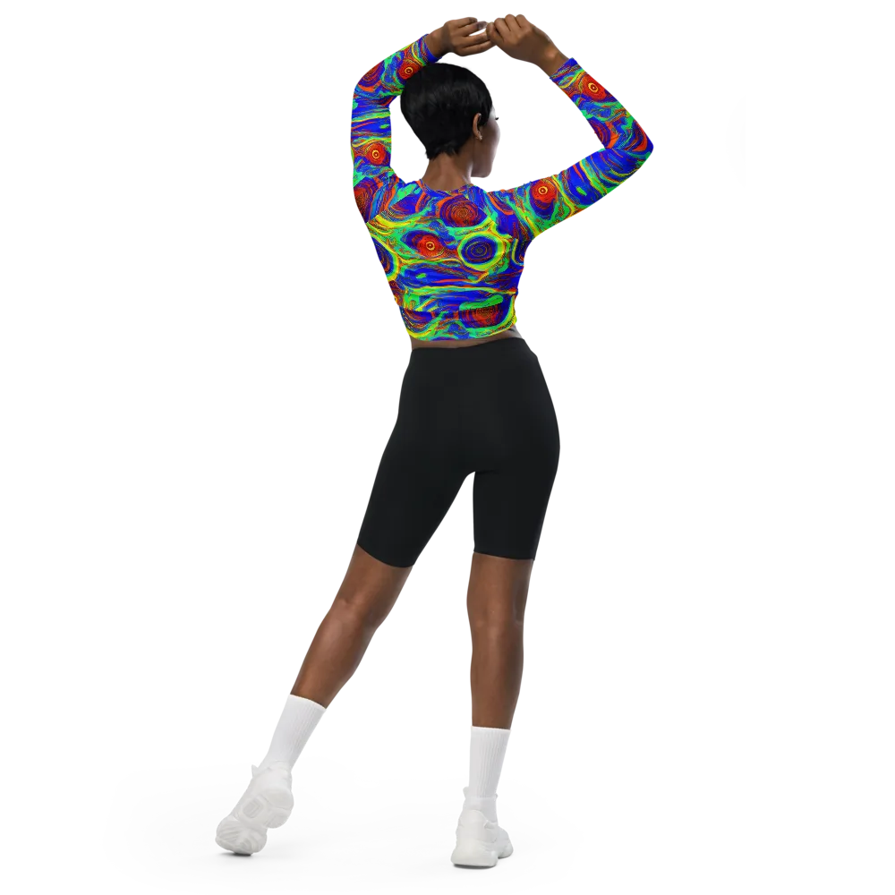 Kaleido Surge on Long Sleeve Crop Top — Back