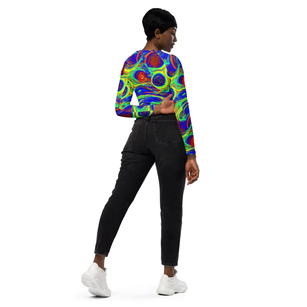 Kaleido Surge on Long Sleeve Crop Top — Right Back