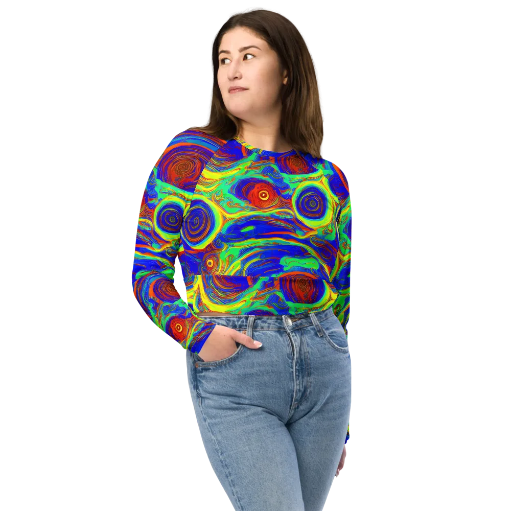 Kaleido Surge on Long Sleeve Crop Top — Front