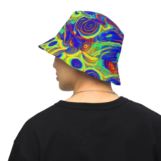 Kaleido Surge on a Reversible Bucket Hat