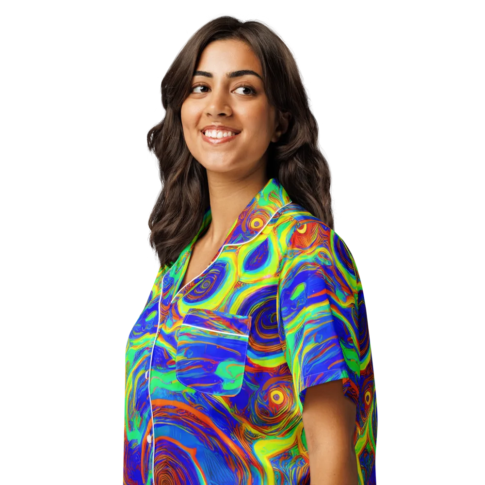 Kaleido Surge on Women's Short Sleeve Pajama Top — Left Front