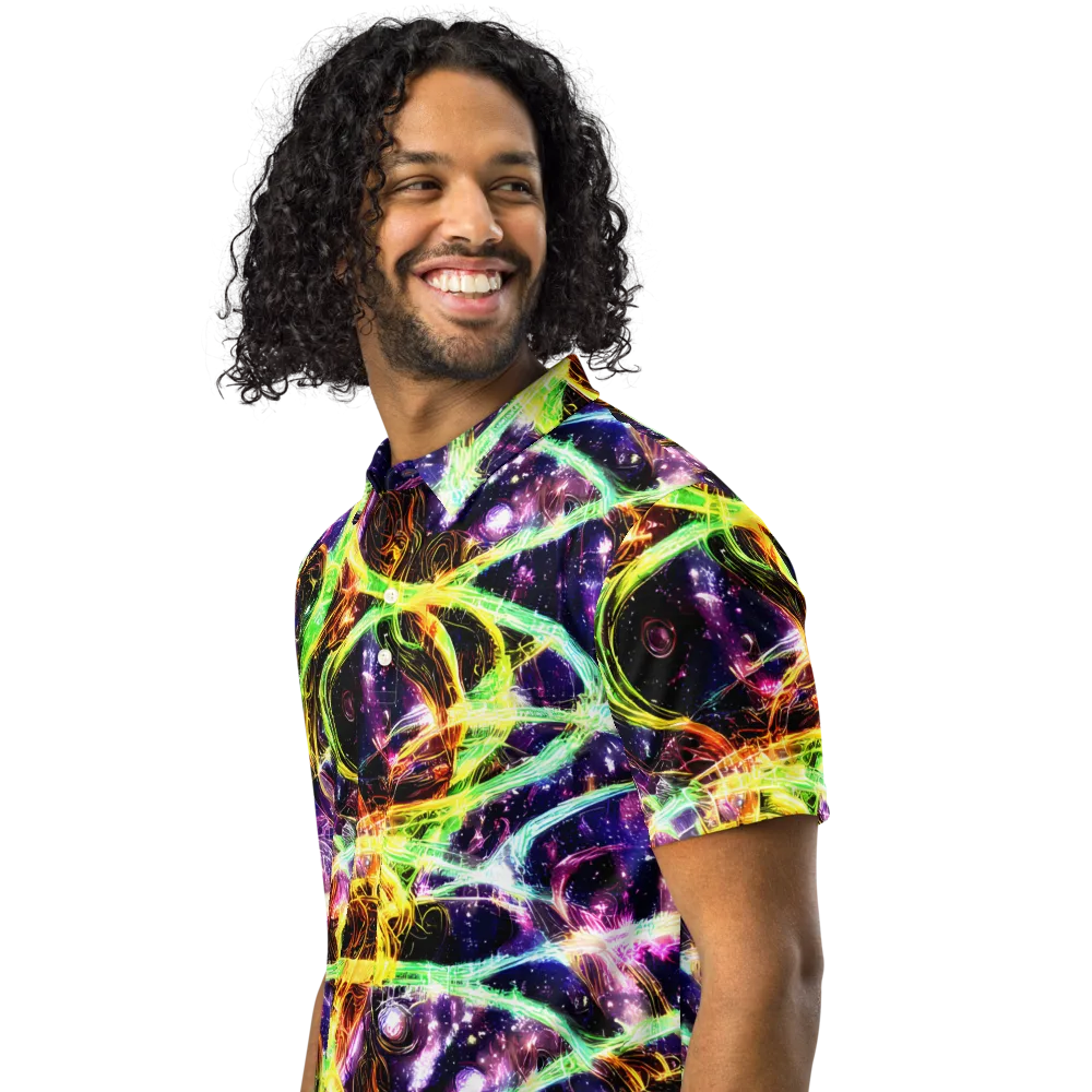 Prismatic Gravity on Men's Slim Fit Polo Shirt — Left Front