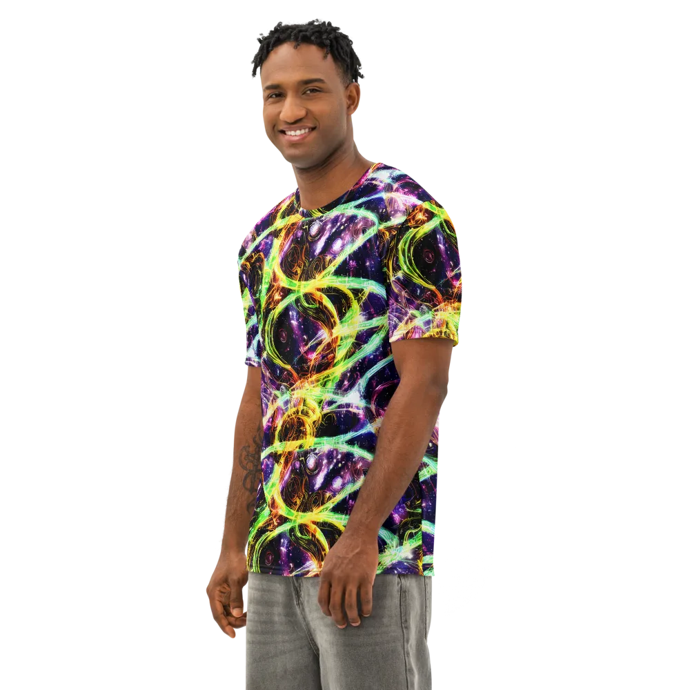 Prismatic Gravity on Men's Cotton Crew Neck T-Shirt — Left Front