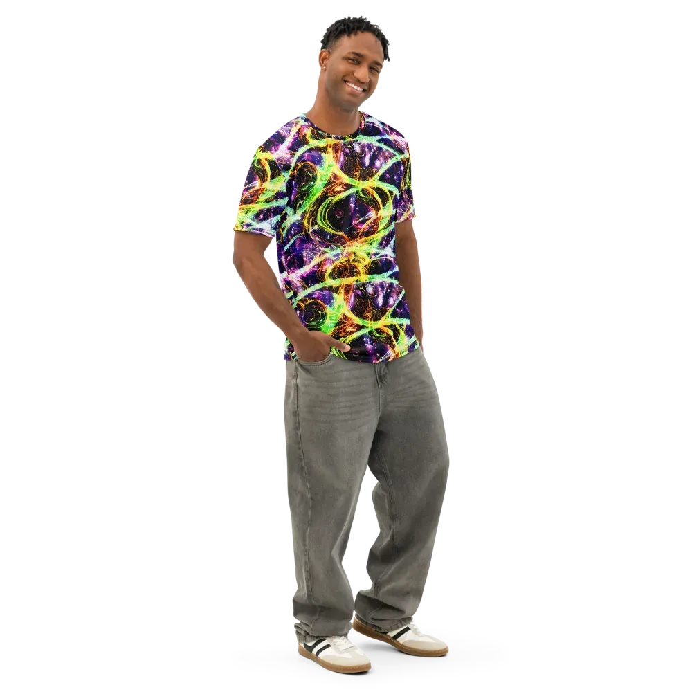 Prismatic Gravity on Men's Cotton Crew Neck T-Shirt — Right Front