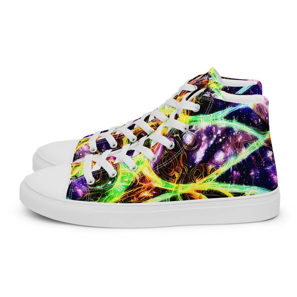 Prismatic Gravity on Men's High Top Canvas Shoes — Left