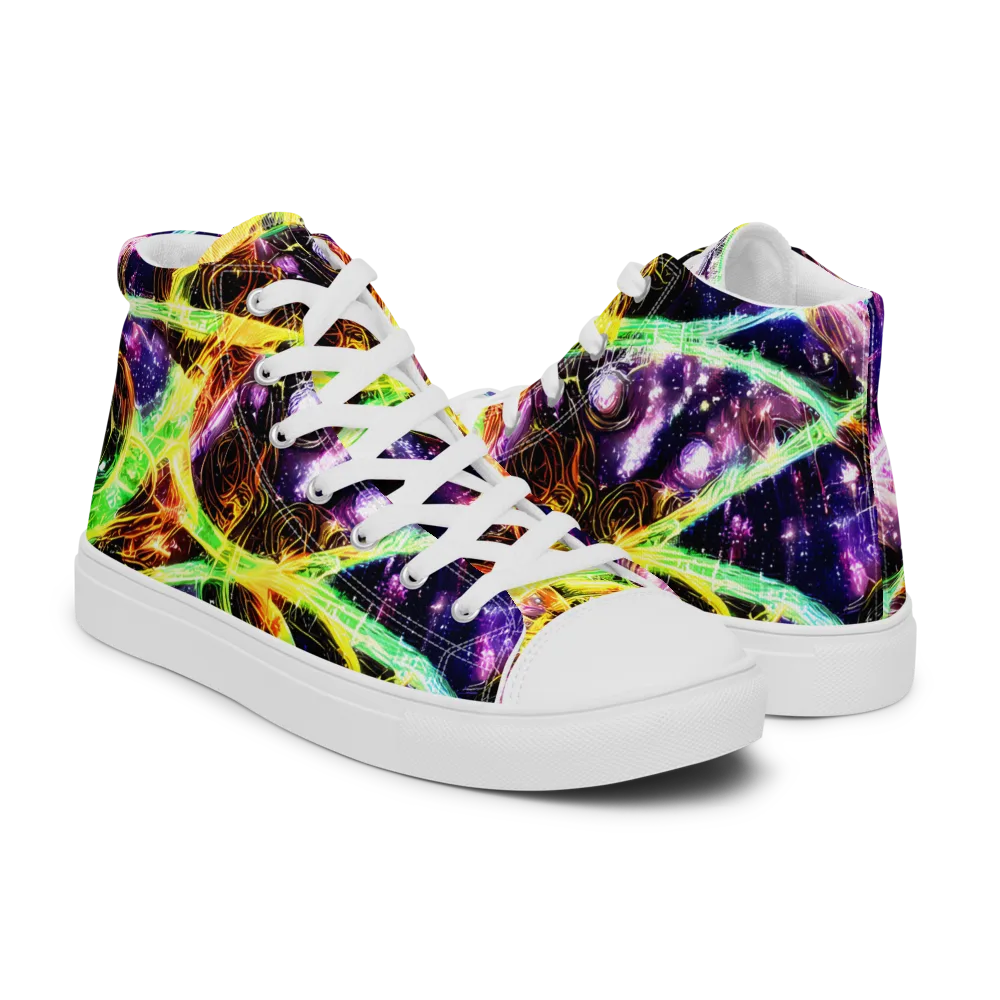 Prismatic Gravity on Men's High Top Canvas Shoes — Right