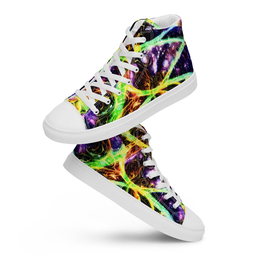 Prismatic Gravity on Men's High Top Canvas Shoes — Front
