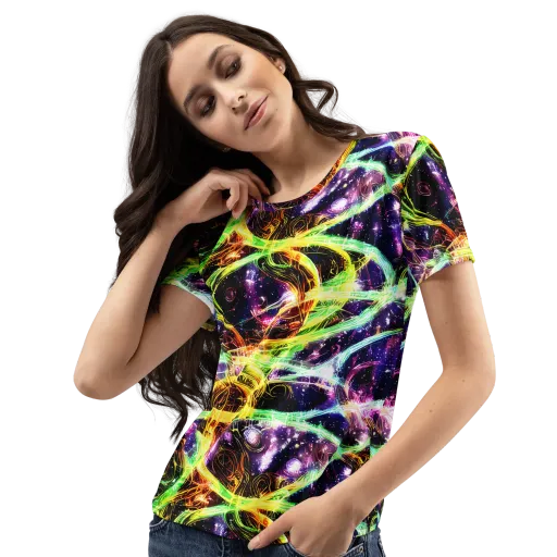 Prismatic Gravity on a Women's Crew Neck T-Shirt