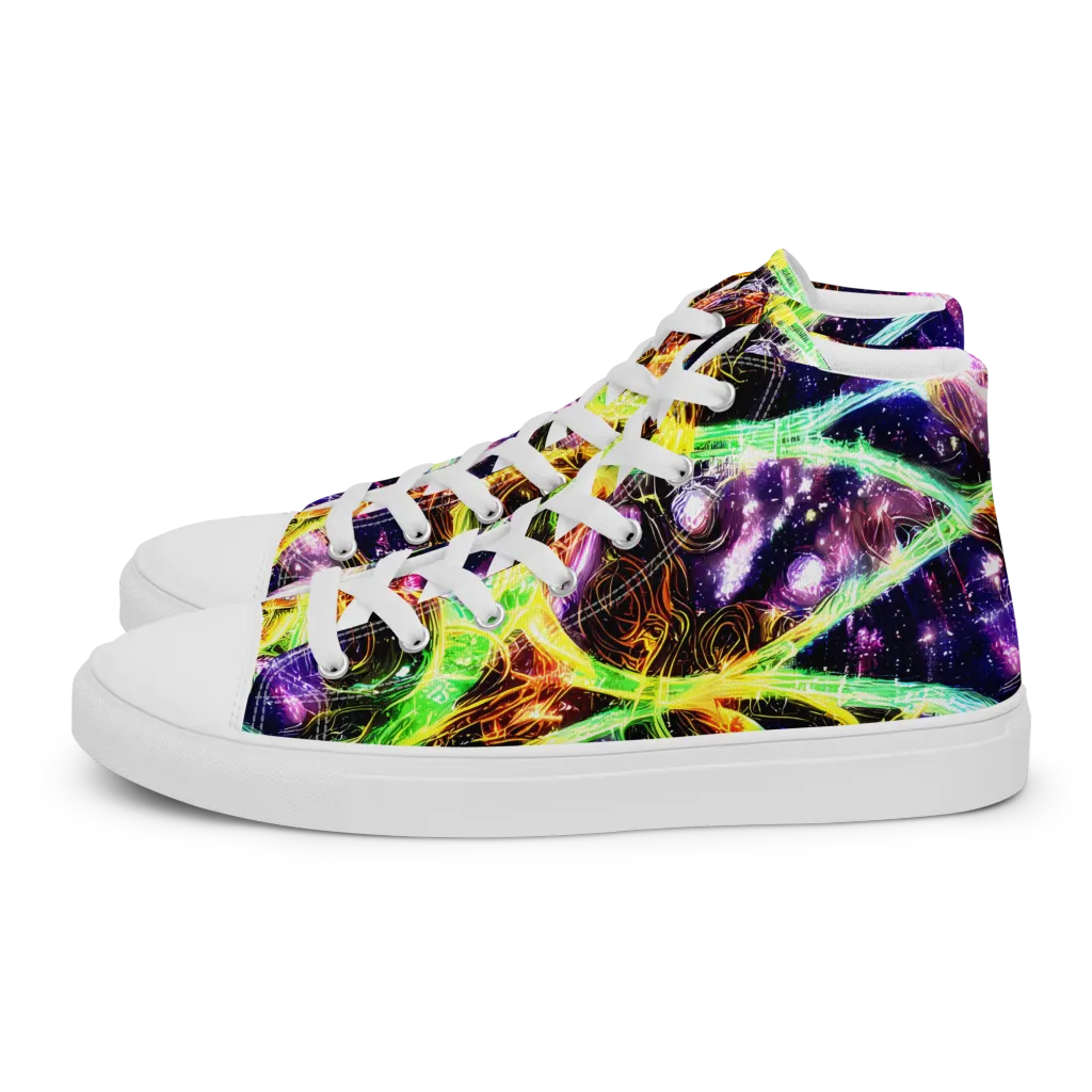 Prismatic Gravity on Women's High Top Canvas Shoes — Left